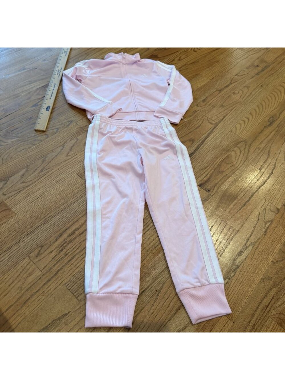 Adidas Girls Light Pink Track Suit 2 piece Size 6